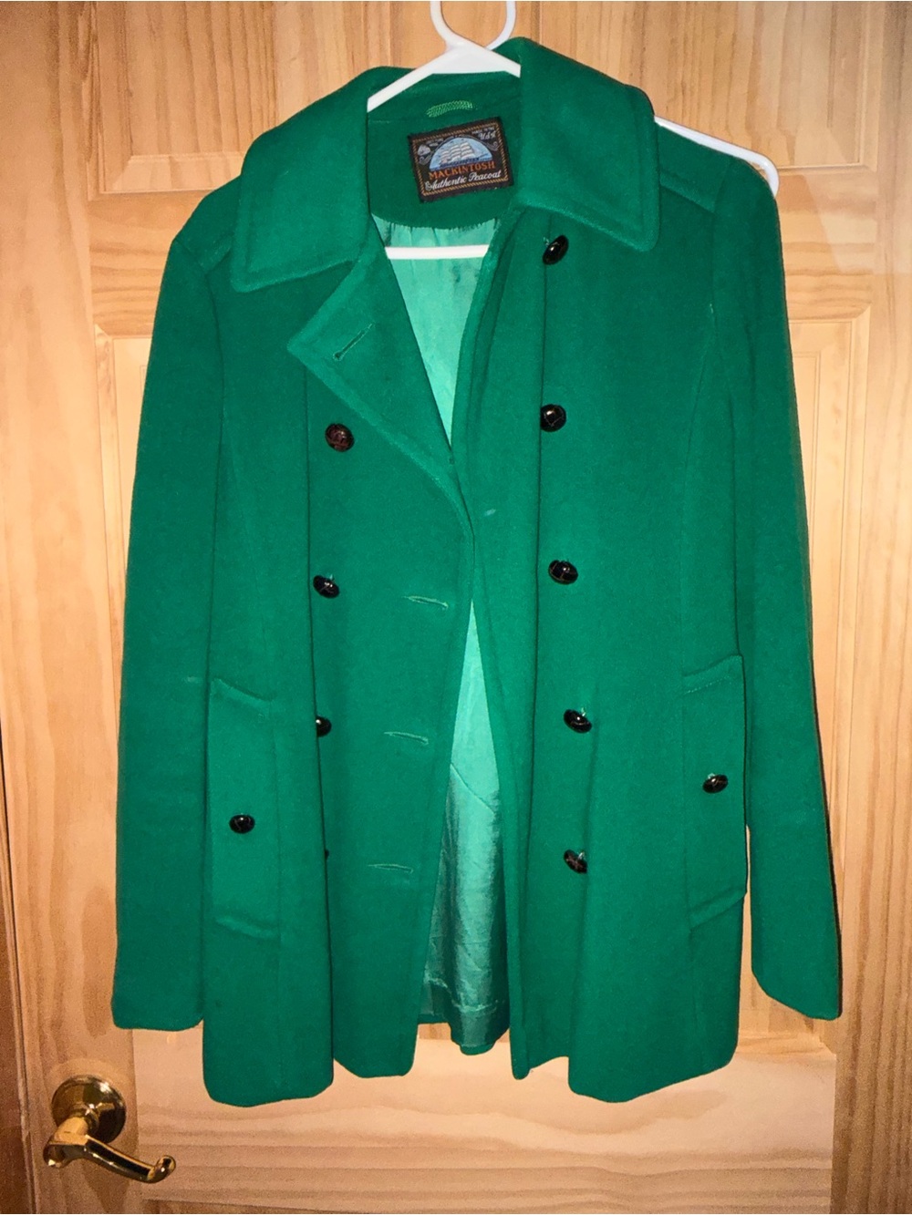 Vintage Mackintosh Authentic Peacoat 100% Pure Wool Emerald Green USA Made